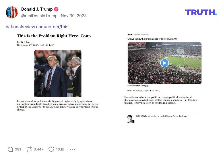 Post image from Donald Trump