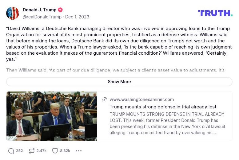 Post image from Donald Trump