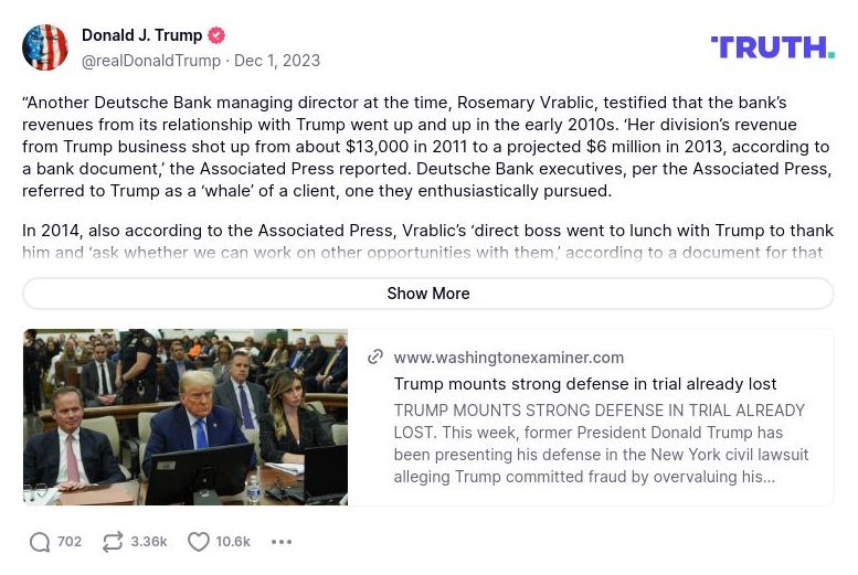 Post image from Donald Trump