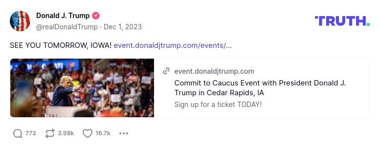 Post image from Donald Trump