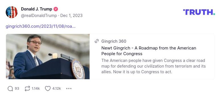 Post image from Donald Trump