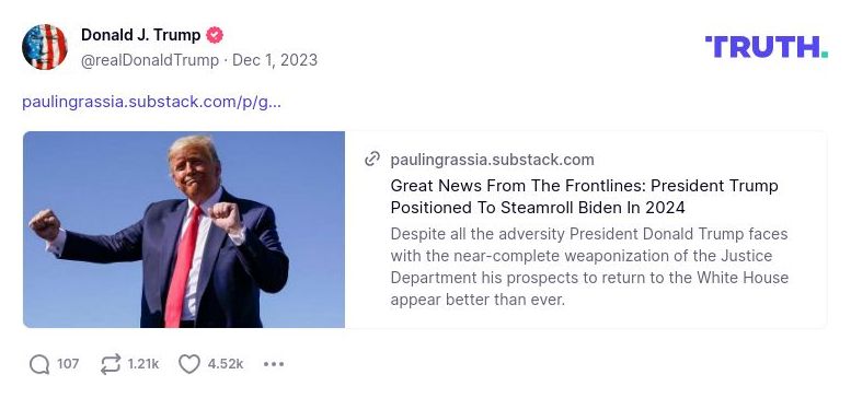 Post image from Donald Trump