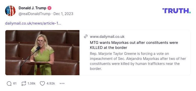 Post image from Donald Trump