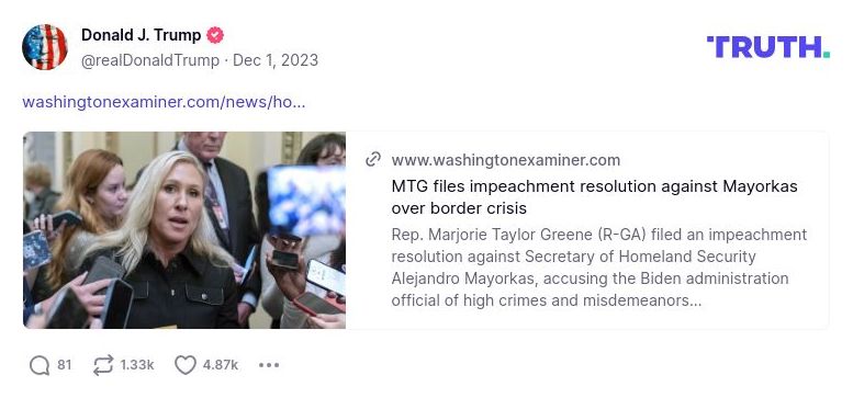 Post image from Donald Trump