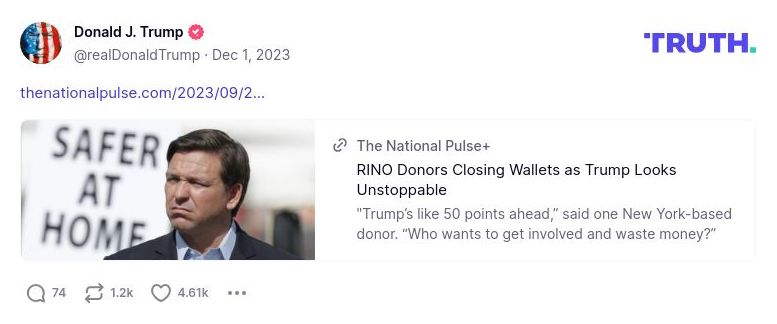 Post image from Donald Trump