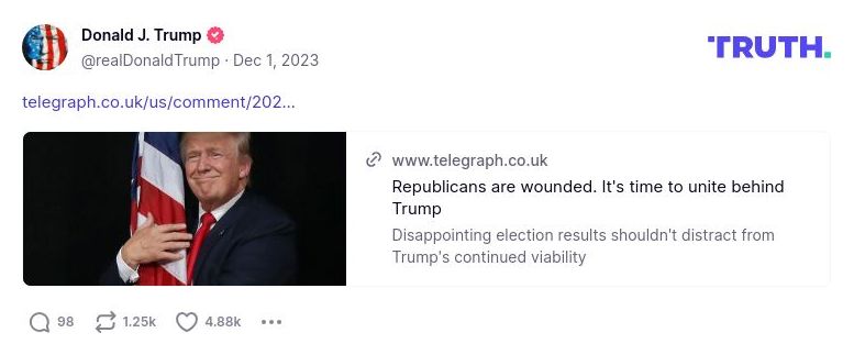 Post image from Donald Trump