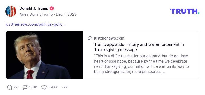 Post image from Donald Trump