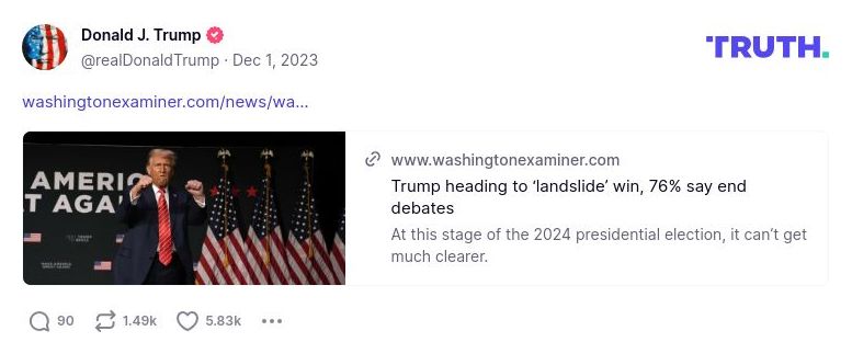 Post image from Donald Trump