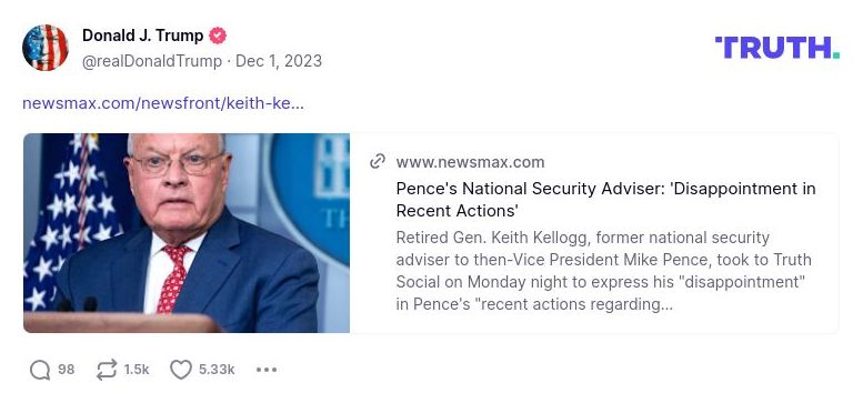 Post image from Donald Trump