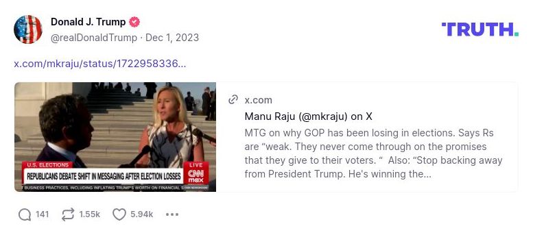 Post image from Donald Trump