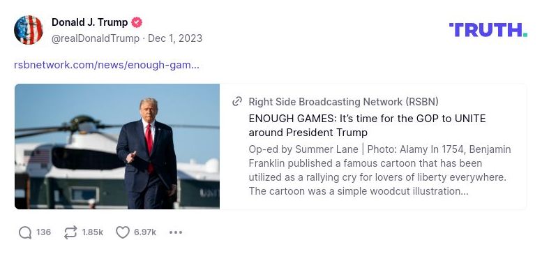 Post image from Donald Trump