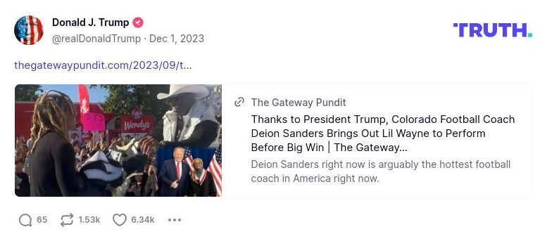 Post image from Donald Trump