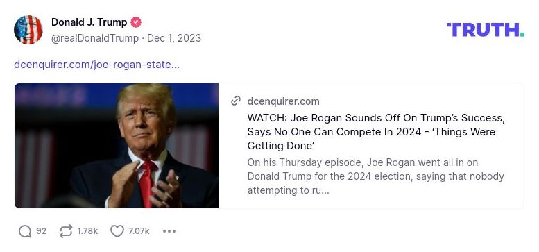 Post image from Donald Trump