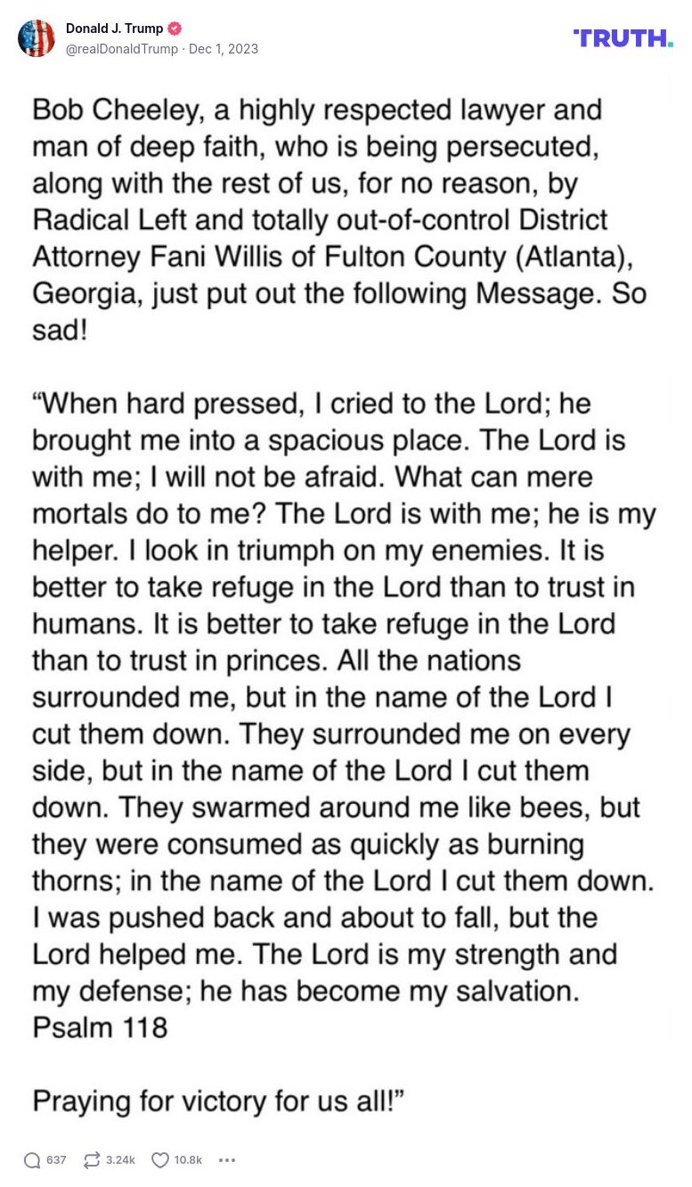 Post image from Donald Trump