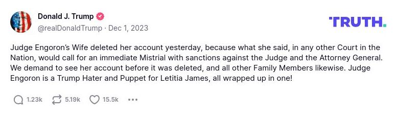 Post image from Donald Trump