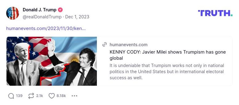 Post image from Donald Trump