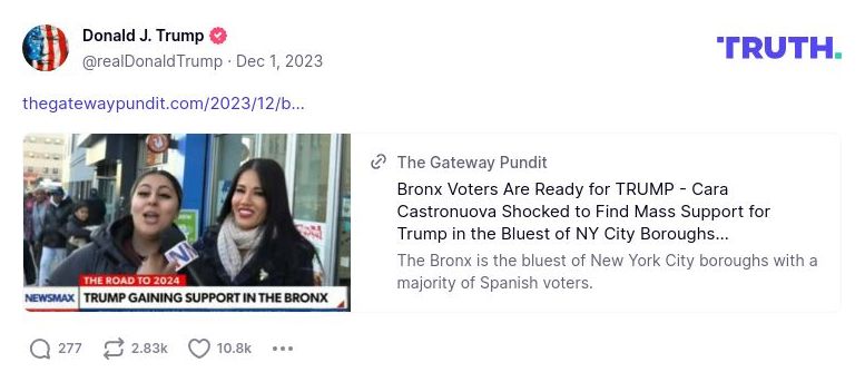 Post image from Donald Trump