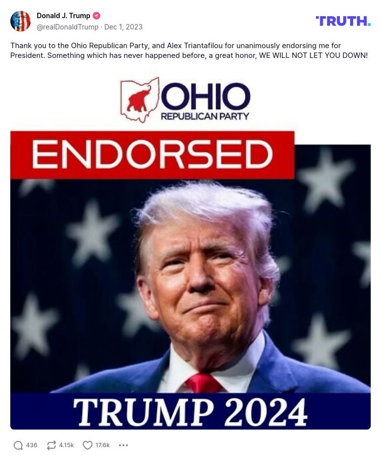 Post image from Donald Trump