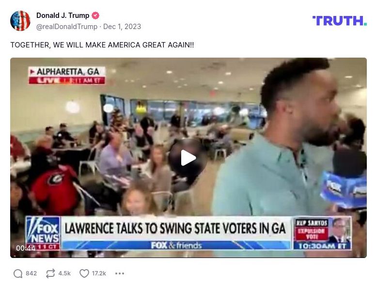 Post image from Donald Trump