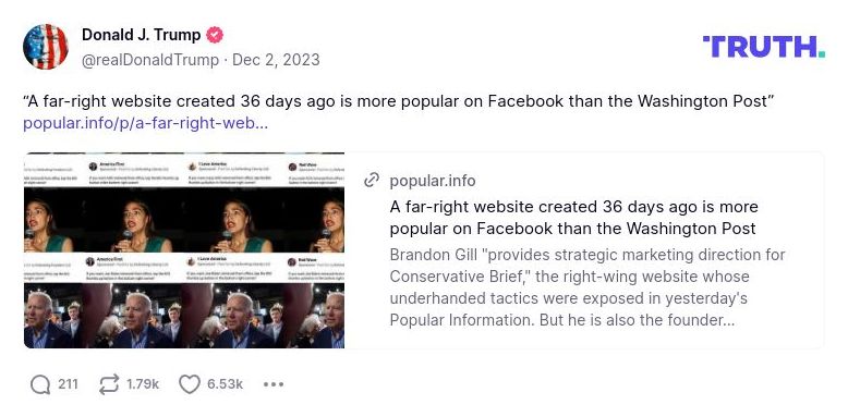 Post image from Donald Trump