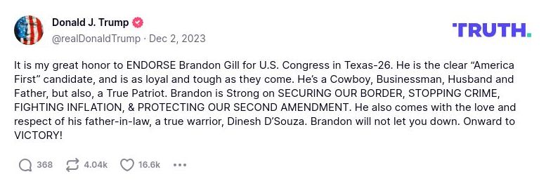 Post preview from Donald Trump