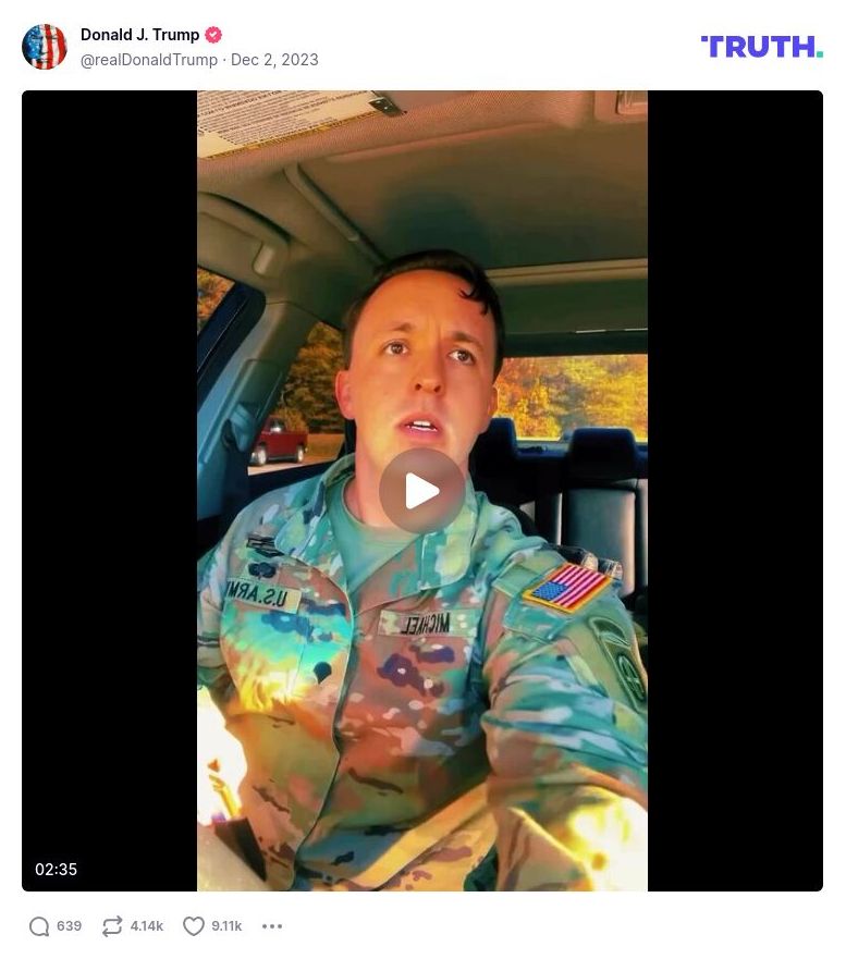 Post image from Donald Trump