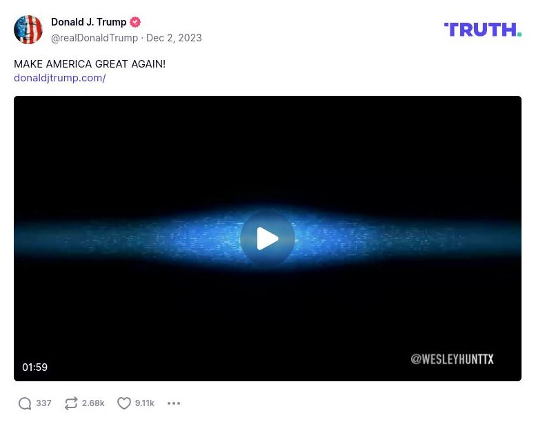 Post image from Donald Trump