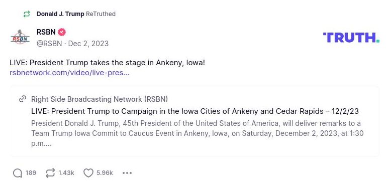 Post image from Donald Trump