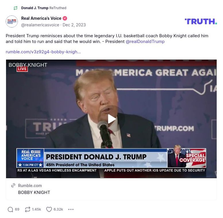 Post image from Donald Trump