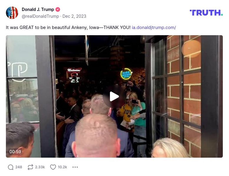 Post image from Donald Trump