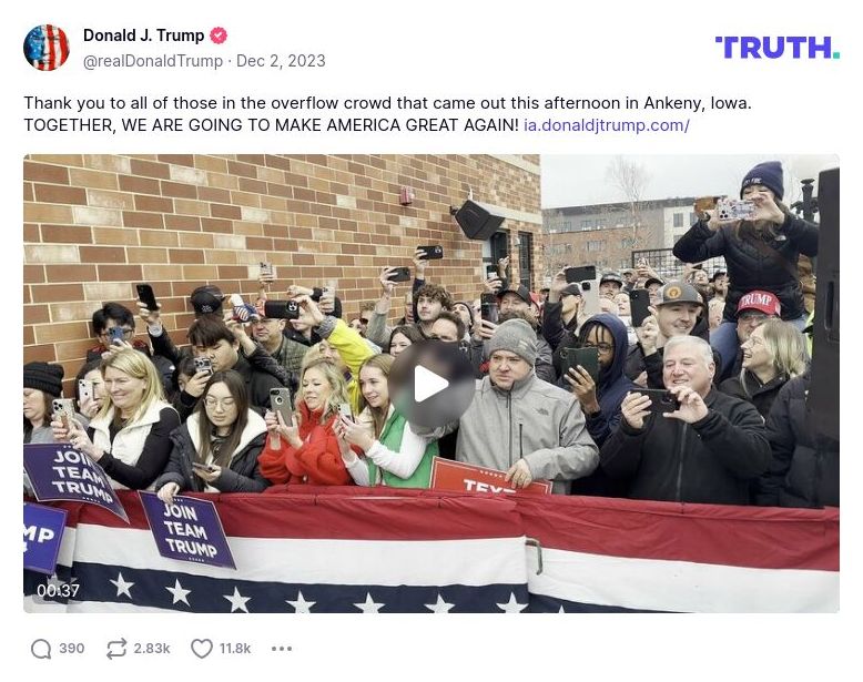 Post image from Donald Trump