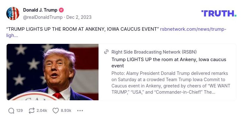 Post image from Donald Trump