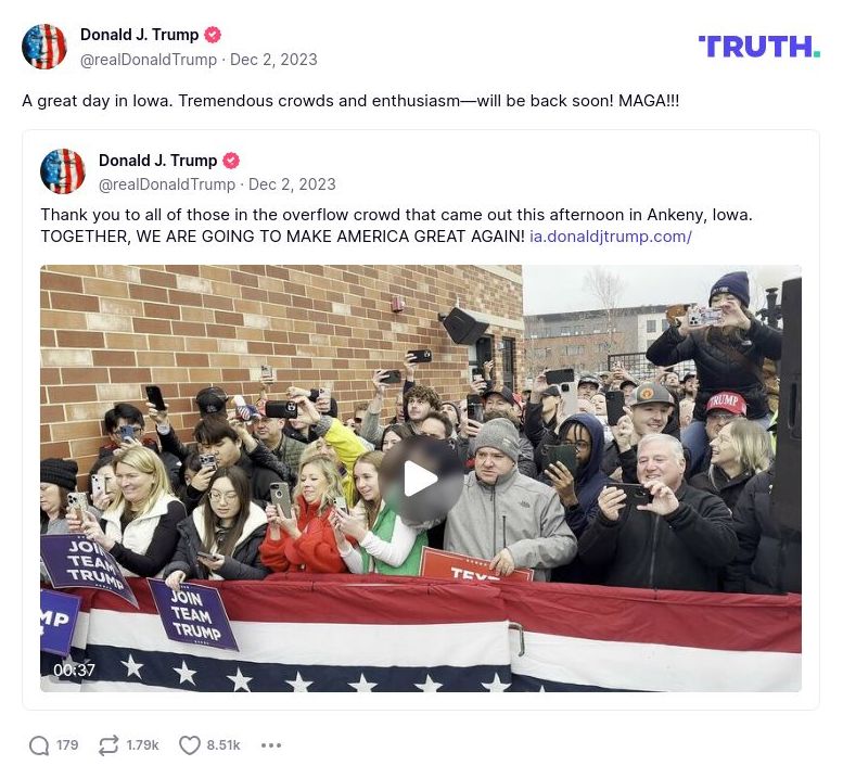 Post image from Donald Trump