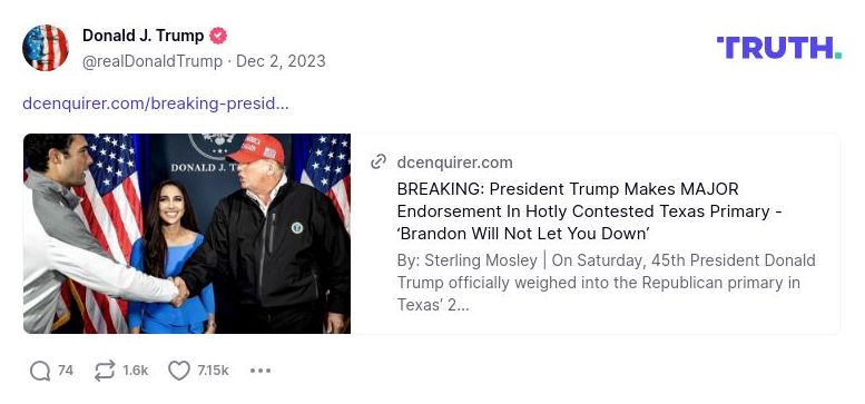 Post image from Donald Trump