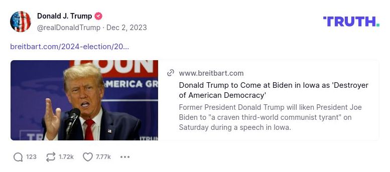 Post image from Donald Trump