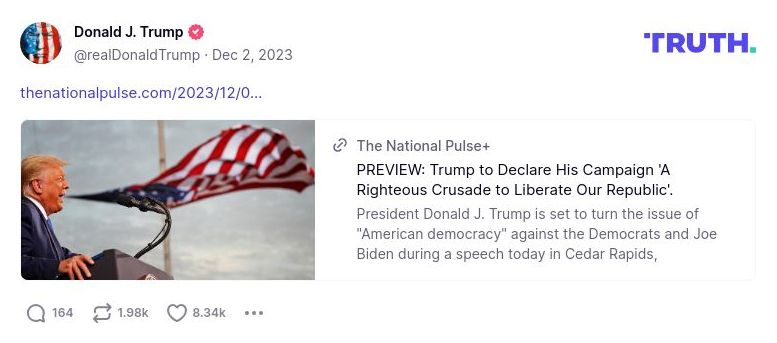 Post image from Donald Trump