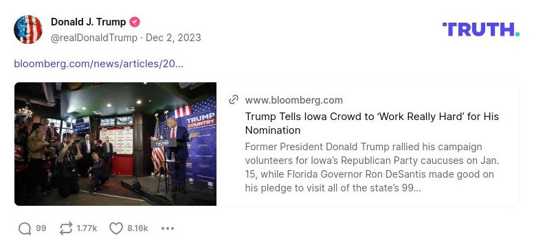 Post image from Donald Trump