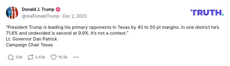 Post image from Donald Trump