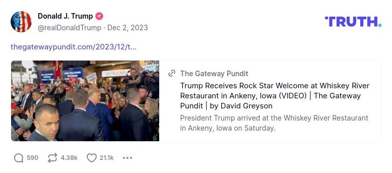 Post image from Donald Trump