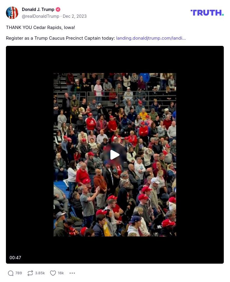 Post image from Donald Trump