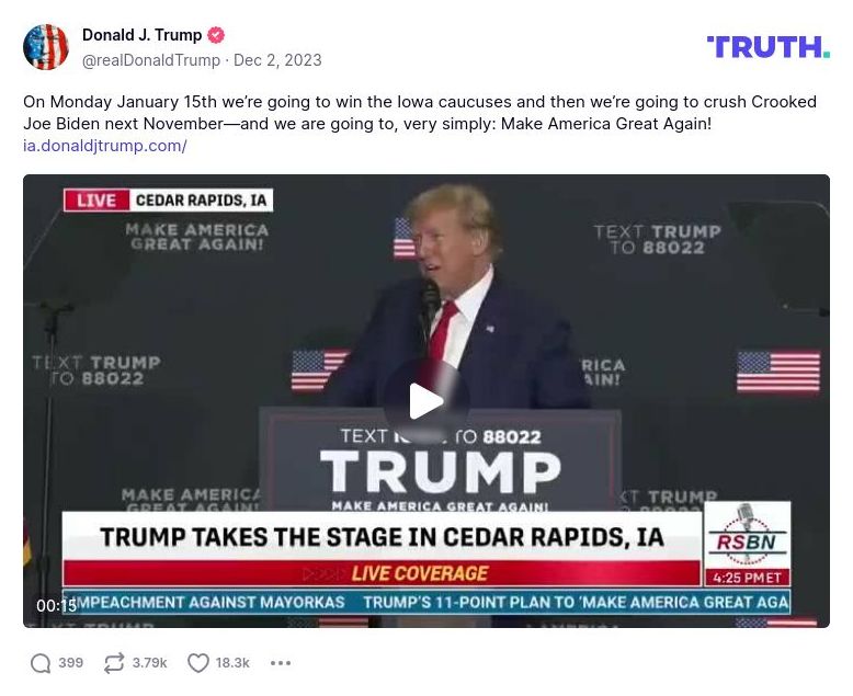 Post image from Donald Trump