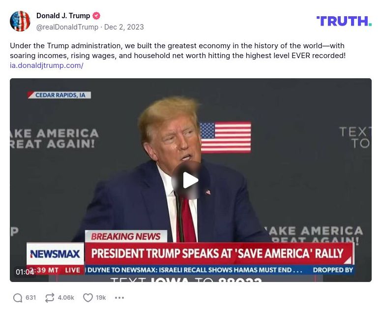 Post image from Donald Trump