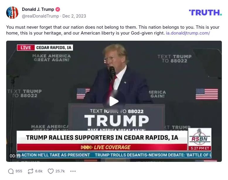 Post image from Donald Trump