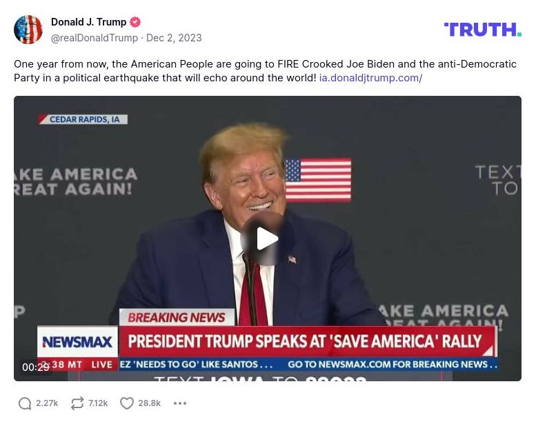 Post image from Donald Trump