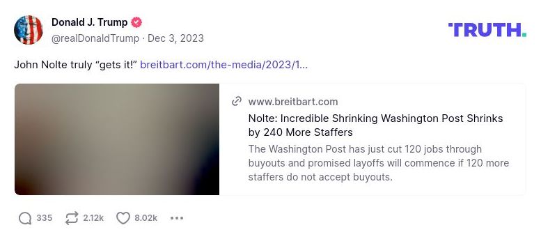 Post image from Donald Trump