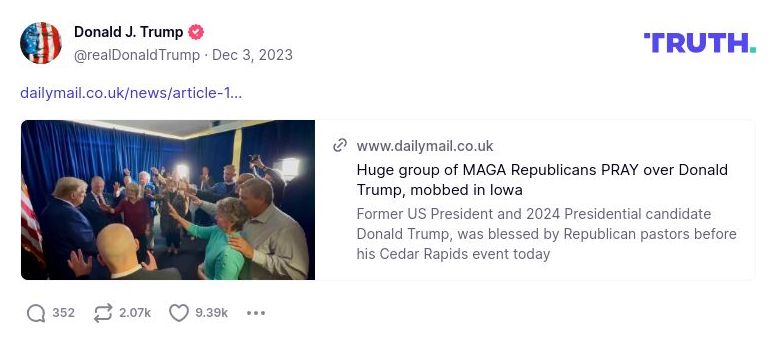 Post image from Donald Trump