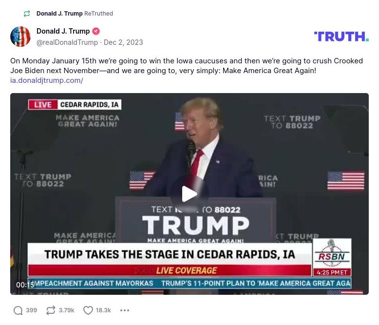 Post image from Donald Trump