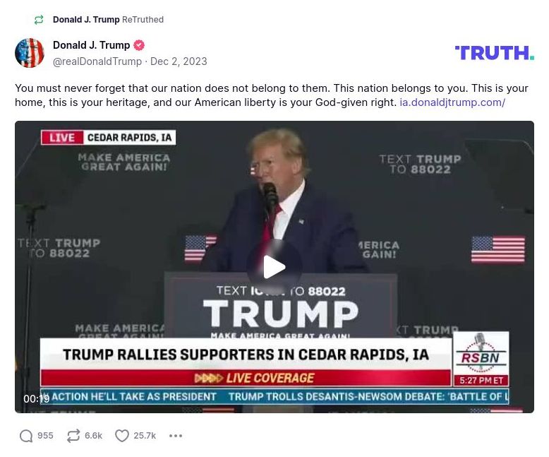 Post image from Donald Trump