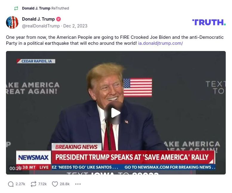 Post image from Donald Trump