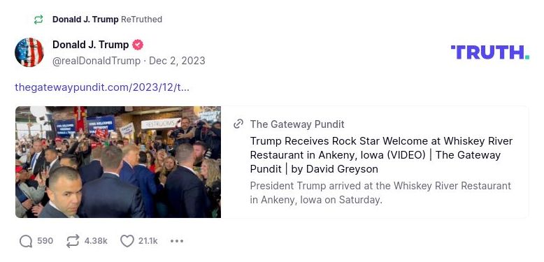 Post image from Donald Trump